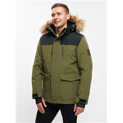 Куртка зимняя MTFORCE мужская удлененная с мехом цвета хаки 2155-1Kh