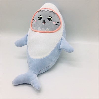Мягкая игрушка Котик в костюме акулы 40 см