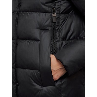 Пальто утепленное молодежное зимнее женское черного цвета 57997Ch