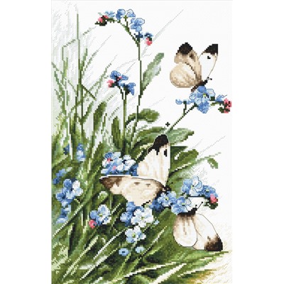 Набор для вышивания LETISTITCH  939 - Бабочки и голубые цветы