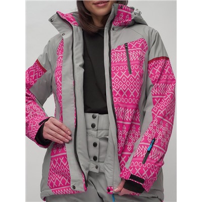 Горнолыжная куртка женская зимняя великан розового цвета 2272-1R