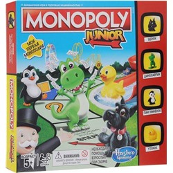 Настольная Игра Монополия. Джуниор Моя первая монополия (фишки, 24 карточки, кубик, игровое поле, в коробке, от 5 лет) A6984RA0, (Hasbro)