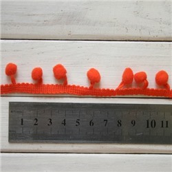 Тесьма с помпонами, цвет оранжевый, 1 м