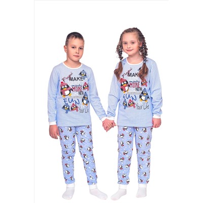Пижама детская теплая, модель 318, трикотаж (22 размер, Пингвины )