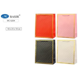 Пакет бумажный 18х23х10 см цветной с рисунком-золотое тиснение МС-6204 Basir