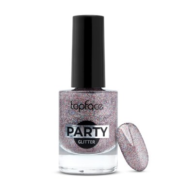 Topface Лак для ногтей " Party Glitter Nail" тон 106, фиолетовый- PT106 (9мл)
