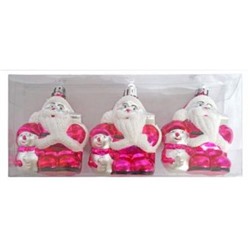 Набор Елочных Украшений Дед Мороз (9см, 3шт., розовый) 972310, (Shantou Gepai Plastic lndustrial Сo. Ltd)