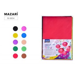 Набор цветной бумаги EVA (фоамиран/пластичная замша) А4 10 цветов, толщина 2мм M-8854 Mazari