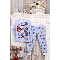 Пижама детская теплая, модель 318, трикотаж (22 размер, Пингвины )