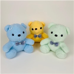 Мягкая игрушка Медведь сидячий с голубым бантиком 23 см