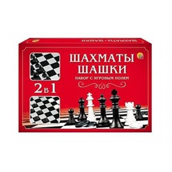 Настольная Игра Шахматы, шашки (2в1, игровое поле 28,5*28,5см, в коробке, от 6 лет) ИН-1614, (Рыжий кот)
