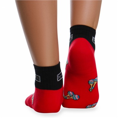 Носки хлопковые с ярким принтом " Super socks B126-3 " красные р:37-41