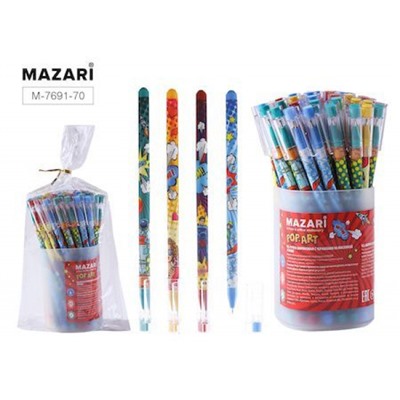 Ручка шариковая масляная "POP ART" синяя 0.7 мм M-7691-70 Mazari