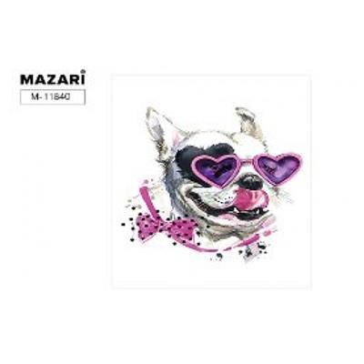Алмазная мозаика по номерам с мольбертом 21х25 см "Собака в очках" Частичная выкладка M-11840 Mazari