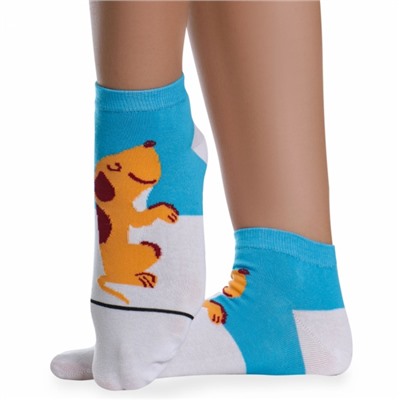Носки хлопковые " Super socks LTB-100 " белые принт2 р:37-41
