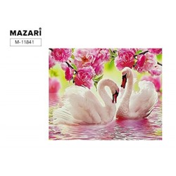 Алмазная мозаика по номерам с мольбертом 21х25 см "Лебеди" Частичная выкладка M-11841 Mazari