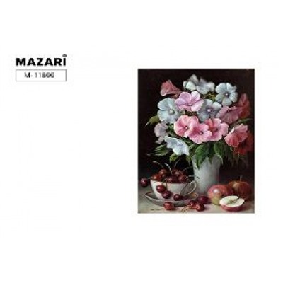Алмазная мозаика по номерам с мольбертом 21х25 см "Цветы" Частичная выкладка M-11866 Mazari