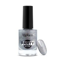 Topface Лак для ногтей " Party Glitter Nail" тон 104, серебристый- PT106 (9мл)