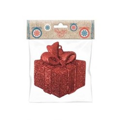 Новогоднее подвесное украшение "Подарок красный" из полипропилена 8х8,5х0,2 см 77941 Феникс-Презент {Китай}