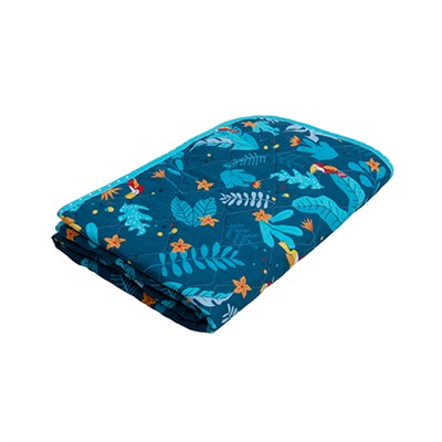 Одеяло-покрывало детское  BabyRelax  леб. пух 100 гр.110х140,  Тропические птички (синий)