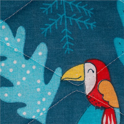 Одеяло-покрывало детское  BabyRelax  леб. пух 100 гр.110х140,  Тропические птички (синий)