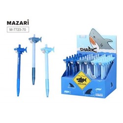 Ручка автоматическая шариковая "SHARK" синяя 0.7мм, игольчатый пиш. узел M-7723-70 Mazari