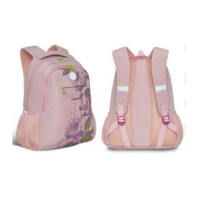 Рюкзак молодежный RD-142-1/2 "Цветы" розовый 31х42х18 см GRIZZLY {Китай}