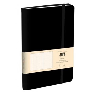 Блокнот А5 96л "Joy Book" в точку Черный агат на резинке кожзам БДБТ5963384 Эксмо