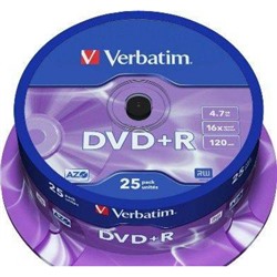 DVD+R Verbatim 4.7Gb lnk.Print 16x 25 шт туба