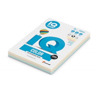 Бумага  А4 250л 80гр.  IQ Color mix 5 цв. пастель ассорти IQ-80-RB01