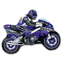 *Шар фольгированный фигурный  "Мотоциклист синий" 80 см 1207-0831 FLEX METAL