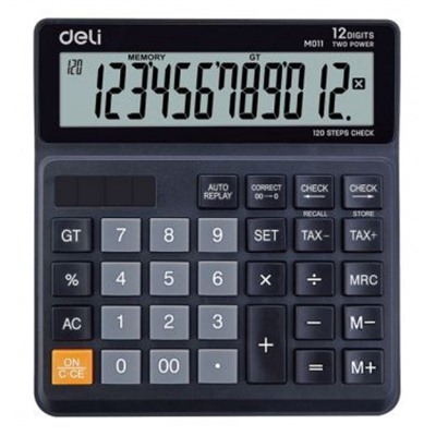 Калькулятор 12 разрядов EM01120 139х30х131 мм черный (1147248) Deli
