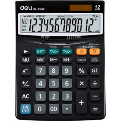 Калькулятор 12 разрядов Core E1630 198х146х40 мм черный (1059903) Deli