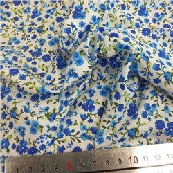 Отрез ткани бязь Синие цветочки на белом, 50*50 см