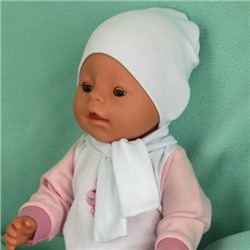 Одежда для бебиборна (рост 43 см) Шапочка и шарф белые, ОК-007, 1 комплект