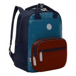 Рюкзак-сумка молодежный RXL-226-2/4 синий - изумрудный 27х38х15 см GRIZZLY {Россия}