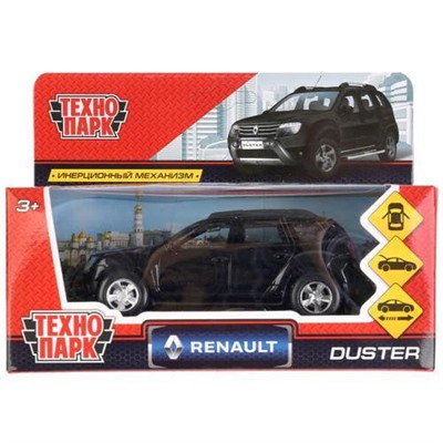 Модель Инерционная Технопарк Renault Duster (12см, металл, открываются двери, черная, в коробке) DUSTER-BK, (Shantou City Daxiang Plastic Toy Products Co., Ltd)