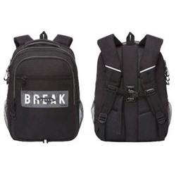 Рюкзак молодежный RU-132-2/1 "Break" черный - серый 31х42х22 см GRIZZLY {Китай}