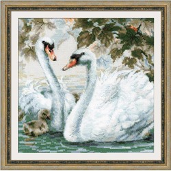Частичная вышивка «Риолис»  1726 "Белые лебеди"