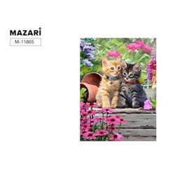 Алмазная мозаика по номерам с мольбертом 21х25 см "Два котенка" Частичная выкладка M-11865 Mazari