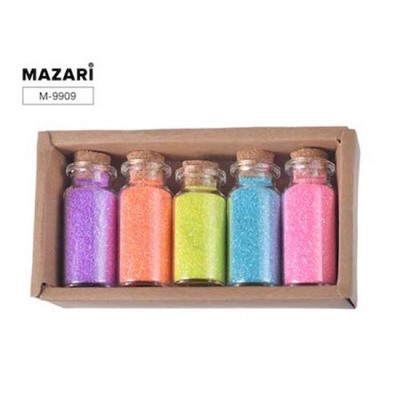 Набор блесток декоративных № 17, 5 цветов x 9 г, стеклянная колба M-9909 Mazari