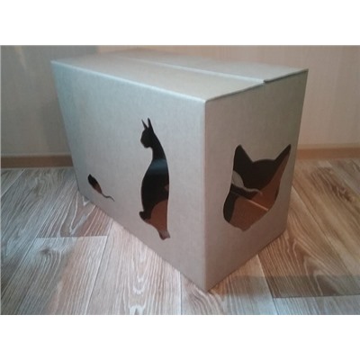 Картонный домик для кошки (под маленькую когтеточку)