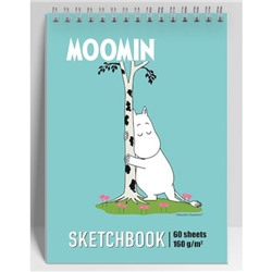 Скетбук А5+ 60л твердая обложка на спирали "Moomin" бумага 160г MOM16 Academy style