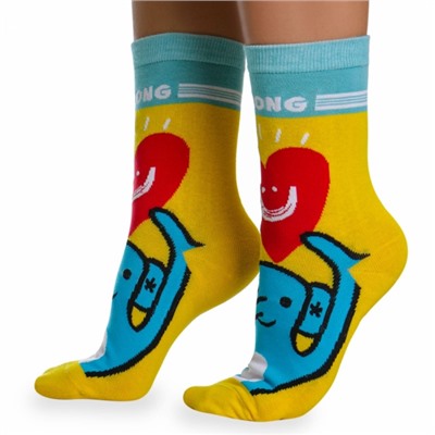 Носки хлопковые с ярким принтом " Super socks LTB-208 " жёлтые р:37-43