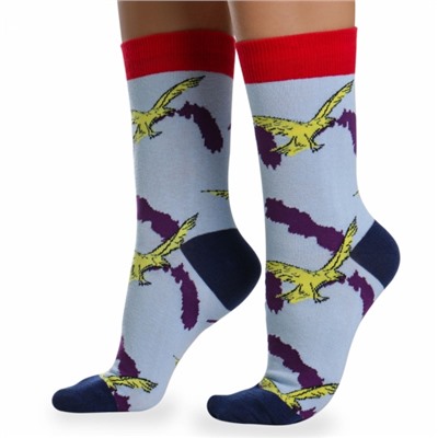 Носки хлопковые с ярким принтом " Super socks LTB-208 " голубые р:37-43