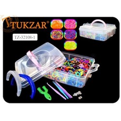 Цветные резиночки для плетения 2500 резинок, + крючки,S-клипсы,рогатки, в пластиковом контейнере TZ-32108-1 Tukzar