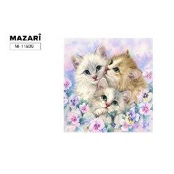 Алмазная мозаика по номерам с мольбертом 21х25 см "Котики" Частичная выкладка M-11839 Mazari