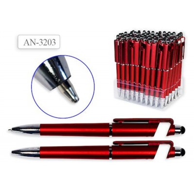 Ручка автоматическая шариковая со стилусом, синяя Цвет корпуса - красный + подставка для телефона AN 3203 Schreiber