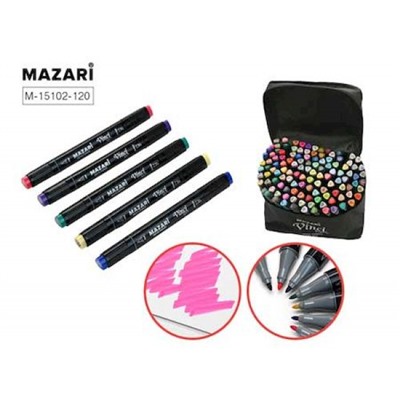 Набор 120 скетч маркеров двусторонних "VINCI BLACK" 1.0-6.2мм текстильный чехол M-15102-120 Mazari