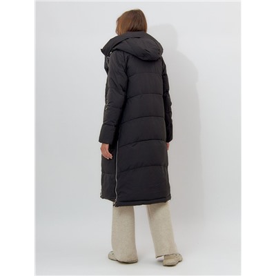 Пальто утепленное женское зимние черного цвета 113135Ch
